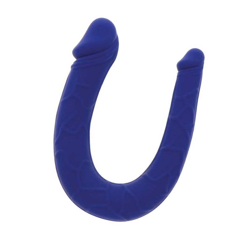 Mini double dong réaliste bleu silicone — détail produit