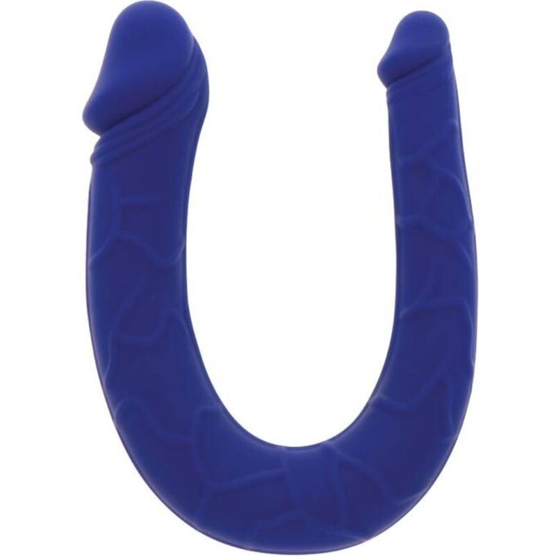 Mini double dong réaliste bleu silicone — vue principale