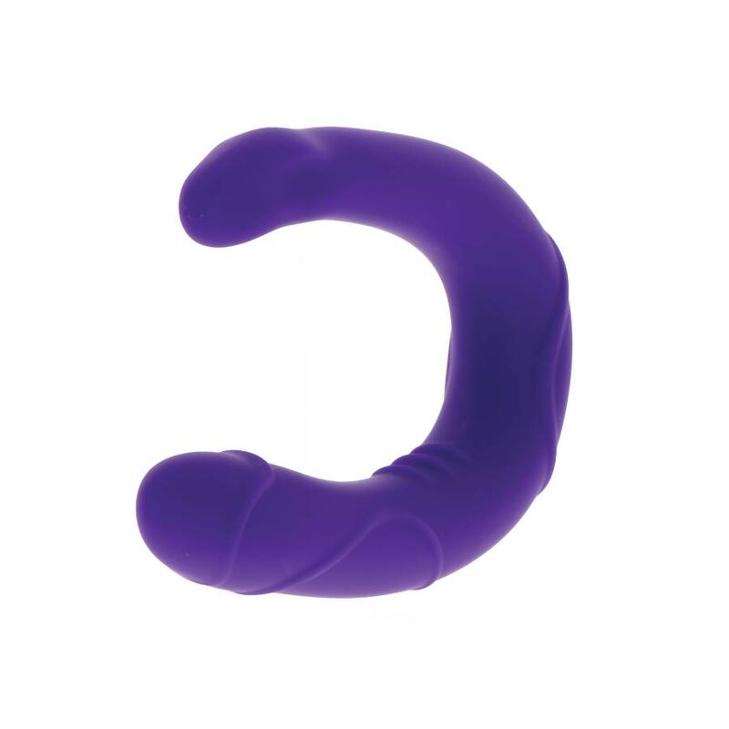 Double gode réaliste en silicone forme U — vue de profil