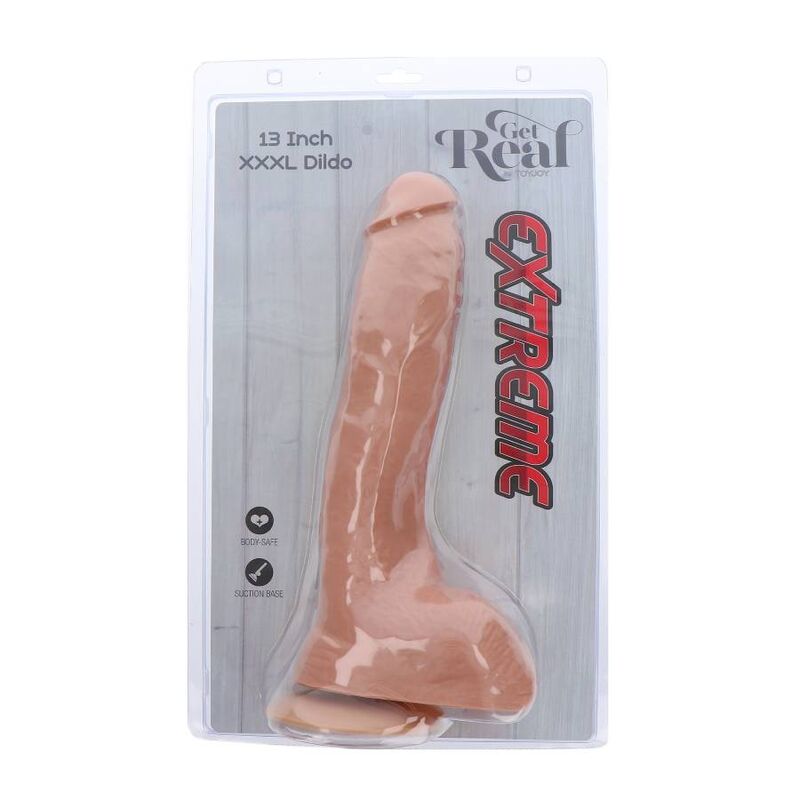 Gode XXL réaliste à ventouse Extreme Get Real — vue trois quarts
