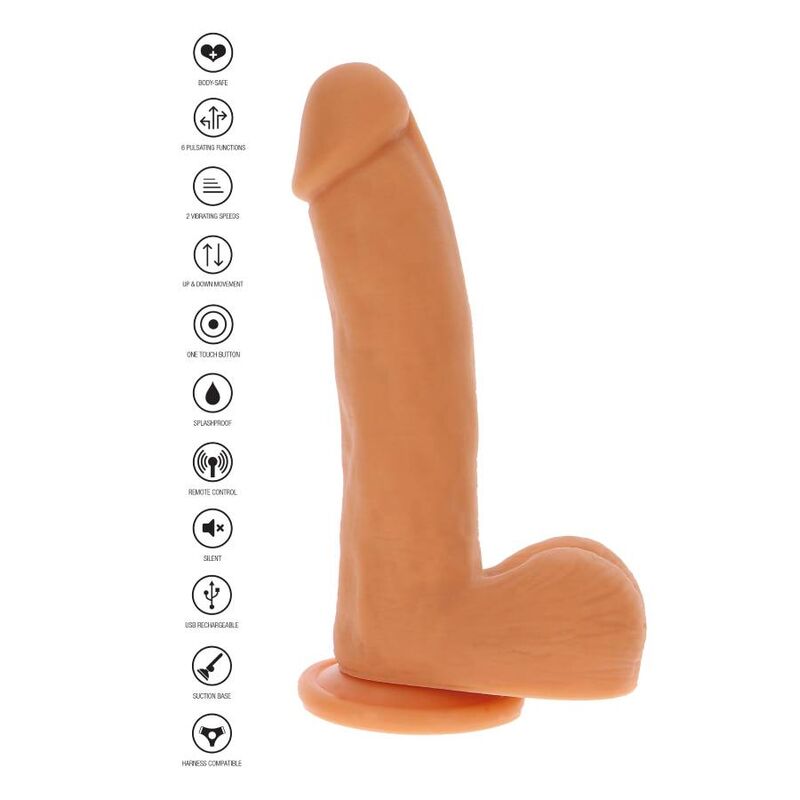 Gode réaliste à mouvement de pousse en silicone — vue de dos