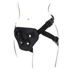 Harnais strap-on Get Real noir avec anneaux silicone — détail texture surface