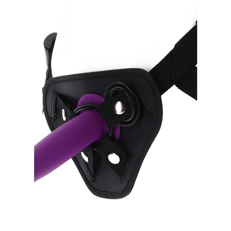 Harnais strap-on Get Real noir avec anneaux silicone — détail produit
