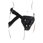 Harnais strap-on Get Real noir avec anneaux silicone — vue rapprochée