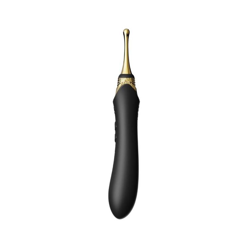Le Bess 2 noir vu de face, fine tête dorée pointue et corps élancé en silicone, trois témoins lumineux, baguette de précision élégante sans relief réaliste.