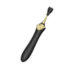 Bess 2 noir muni de l'embout brosse à fins picots souples, manche incliné, accessoire de micro-stimulation lisse, finition mate, aucune forme anatomique.