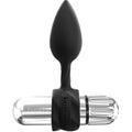 Plug anal Bathmate en silicone noir a pointe effilee avec balle vibrante chromee inseree, accessoire d'entrainement anal rechargeable USB et 10 modes etanche
