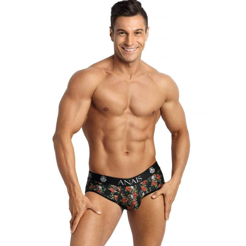 Jockstrap homme Power roses et têtes de mort — vue rapprochée