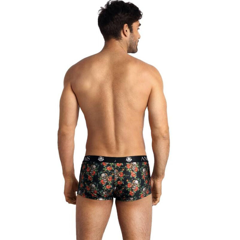 Boxer homme imprimé roses et têtes de mort — vue rapprochée