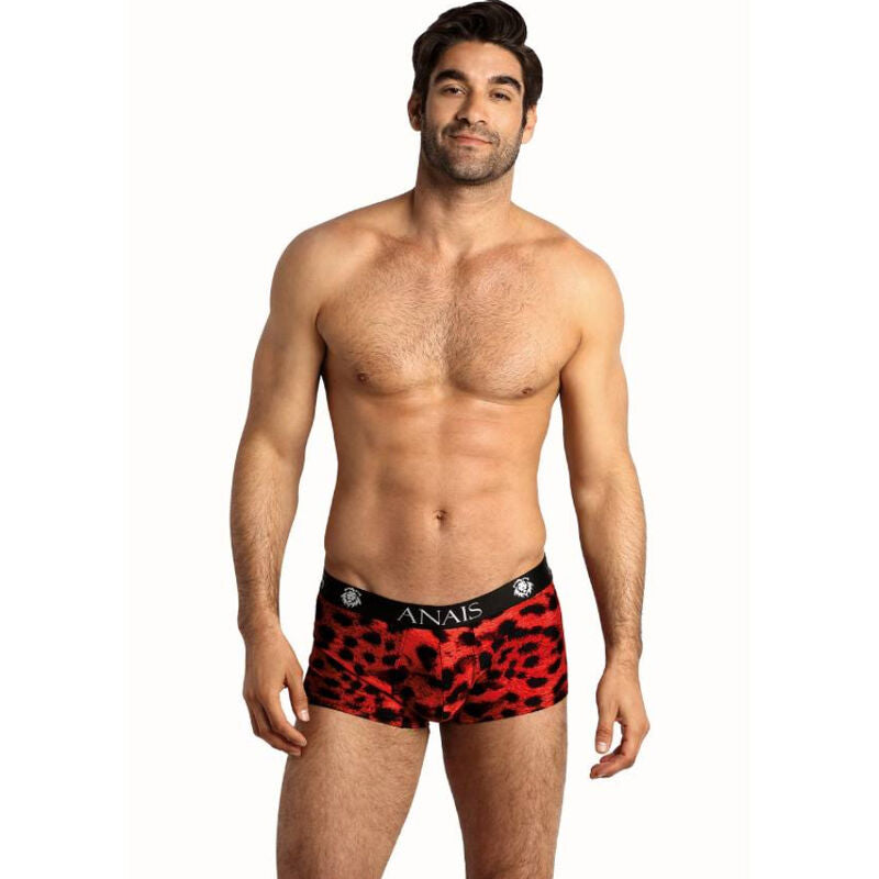 Boxer homme microfibre rouge imprimé animal Sauvage — vue principale