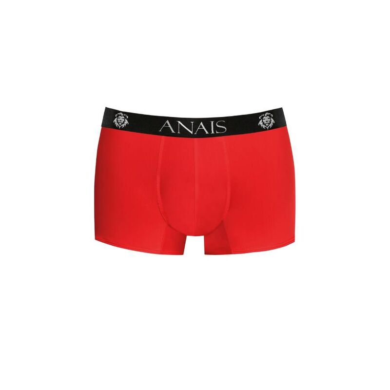 Boxer homme Soul rouge a bordure noire vu de dos a plat, coupe sportive jambes longues, microfibre opaque extensible, ceinture griffee Anais, finition soignee.