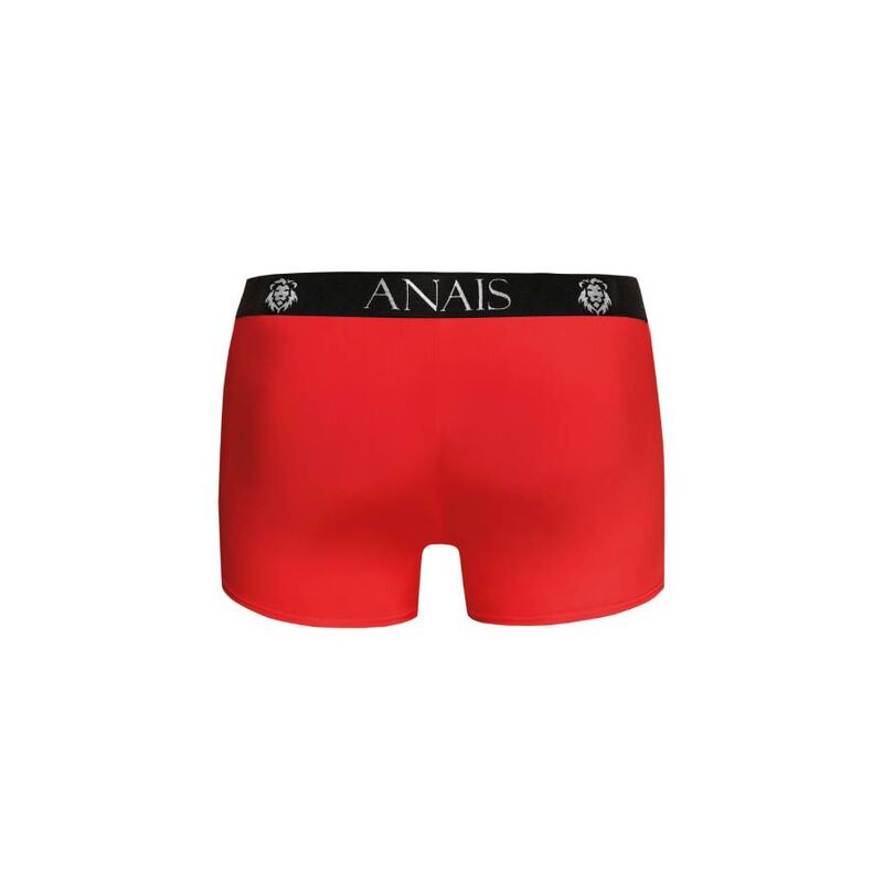Boxer homme Soul microfibre rouge bordure noire vu de dos a plat, ceinture large Anais, coupe sportive jambes longues, maille douce opaque et extensible pres du corps.