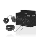 Set collier et menottes en cuir végan doublé néoprène — détail produit