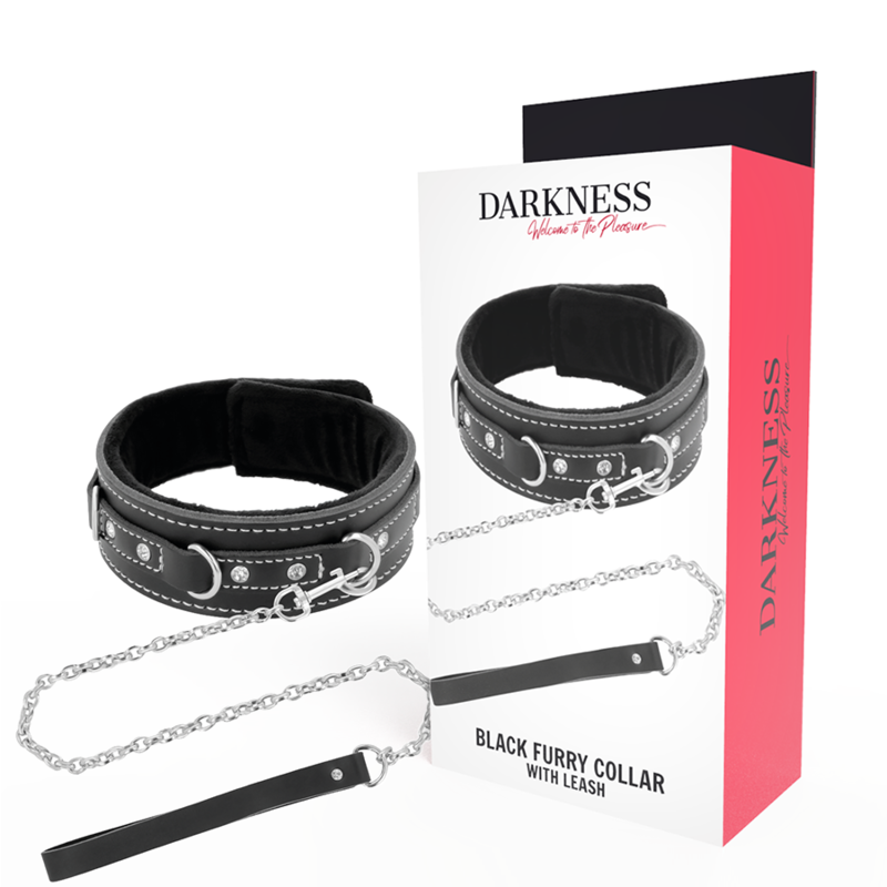 Collier en cuir avec laisse à maillons — vue principale