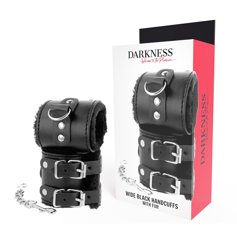 Menottes ajustables cuir PVC noir doublure — vue principale