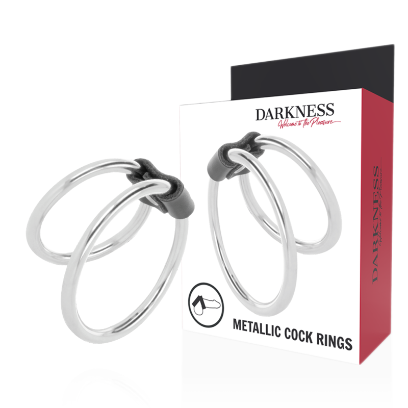 Double anneau pénien flexible en cuir Darkness — vue de dos