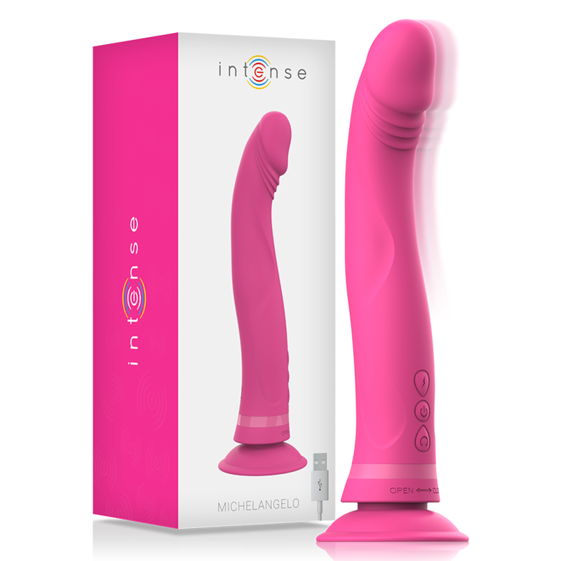 Gode vibrant silicone rose double densité Michelangelo — détail produit
