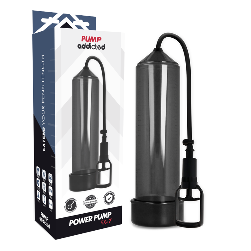 Pompe pénis Rx7 système de vide — comparatif dimensionnel