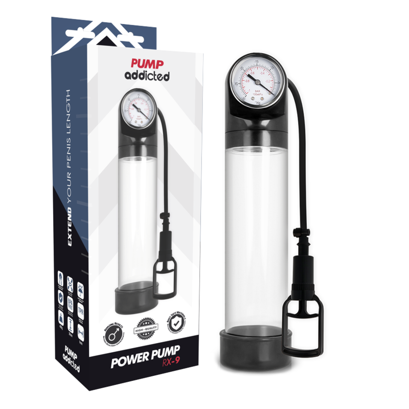 Pompe pénienne RX9 système de vide calibré — comparatif dimensionnel
