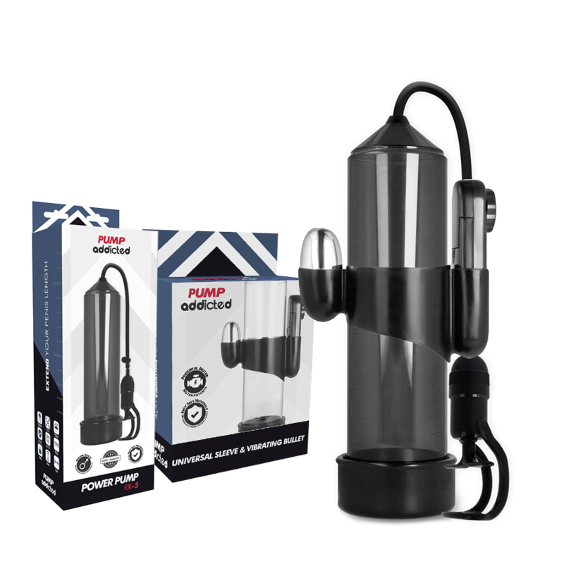 Pompe à pénis noire RX5 avec gaine masturbateur — détail produit