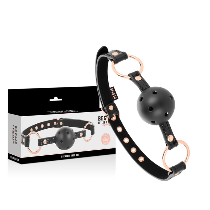 Bâillon boule cuir synthétique avec serre-tête réglable — détail produit