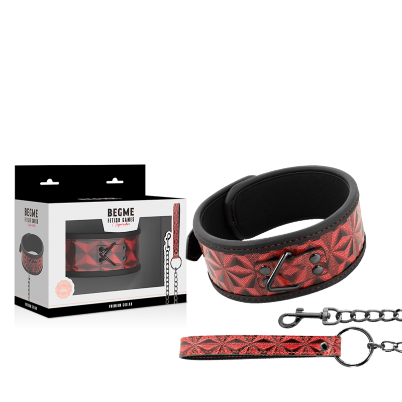 Collier de domination cuir synthétique et néoprène — détail produit