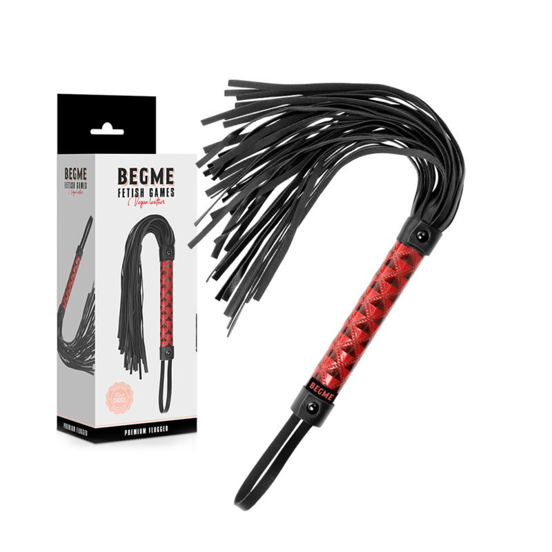 Flogger en cuir végan BEGME rouge — détail produit