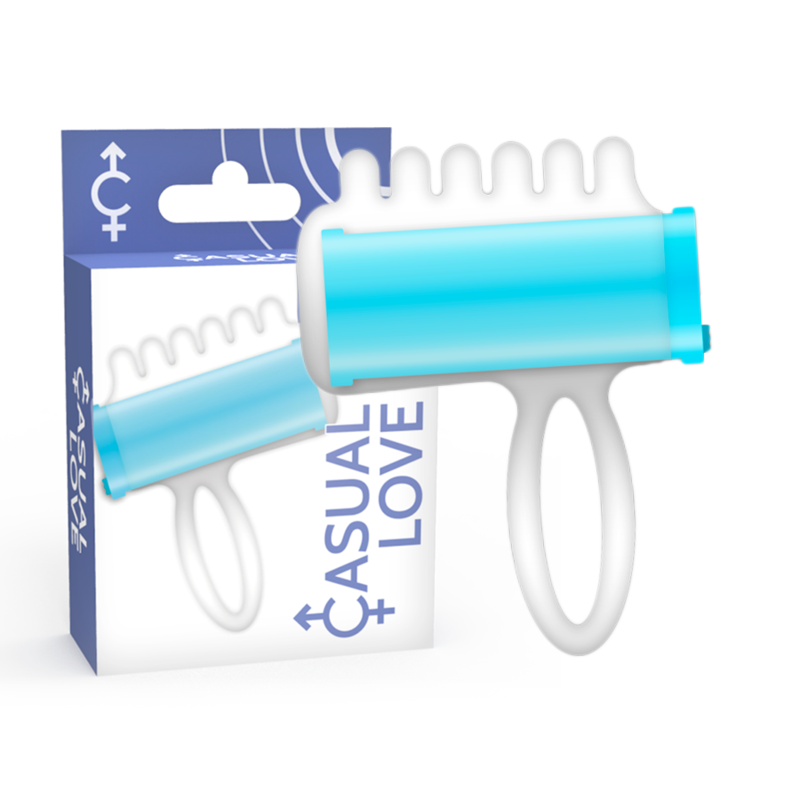 Stimulateur doigt vibrant texturé bleu — détail produit