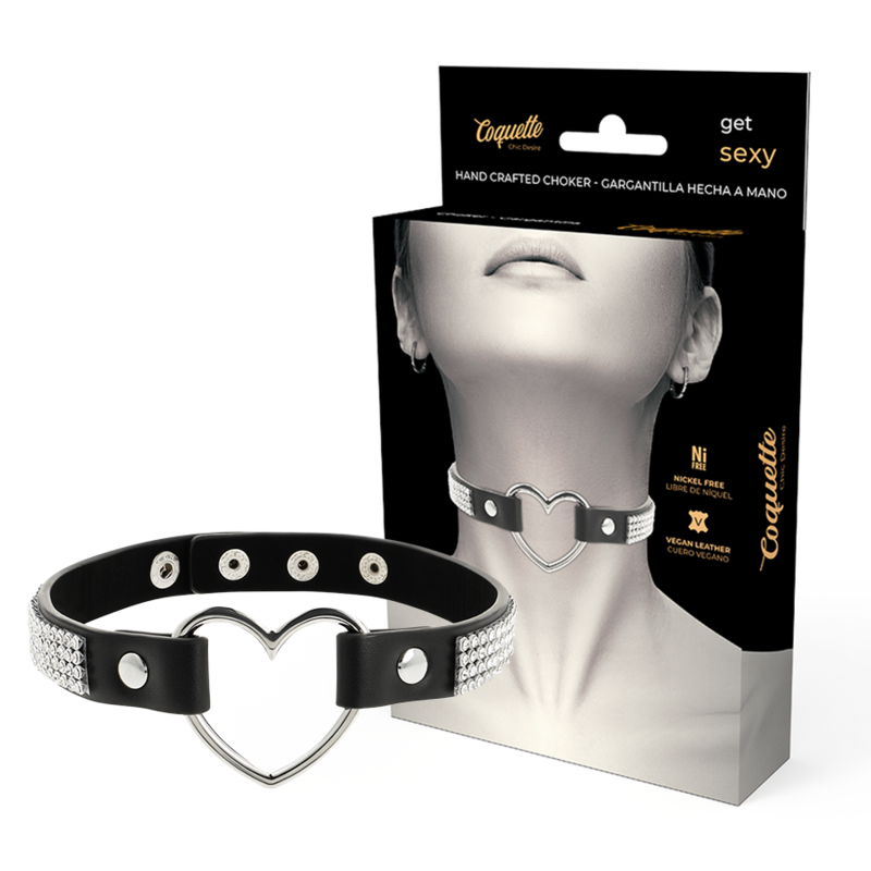 Ras de cou en cuir vegan avec pendentif coeur — vue principale