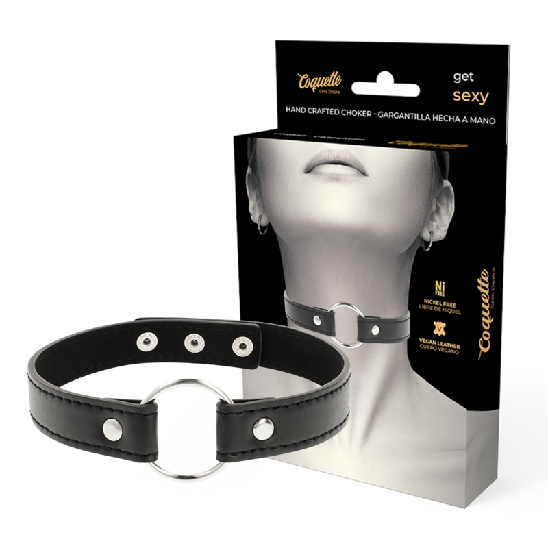 Collier accessoire en cuir vegan réglable — vue de dos