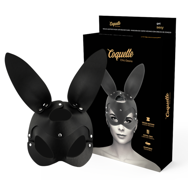 Masque cuir vegan avec oreilles de lapin — vue principale