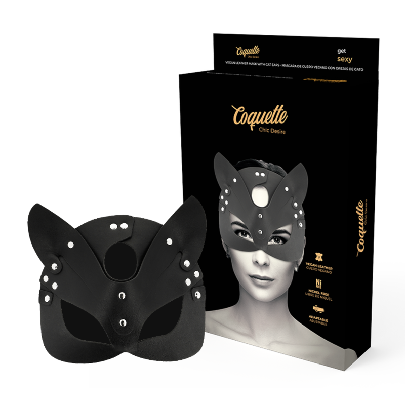 Masque cuir vegan avec oreilles de chat — vue principale