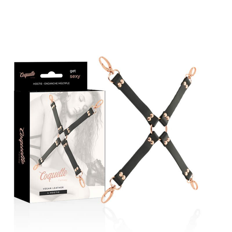 Sangle d'entrave reliant poignets et chevilles en cuir vegan — vue principale