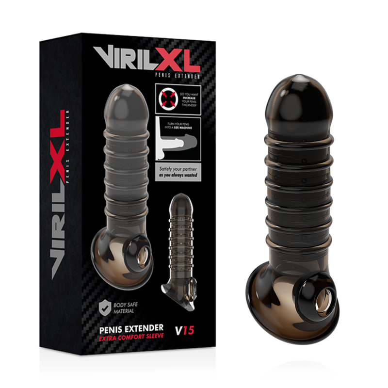 Extension pénienne TPE noire VirilXL ajustable — détail produit