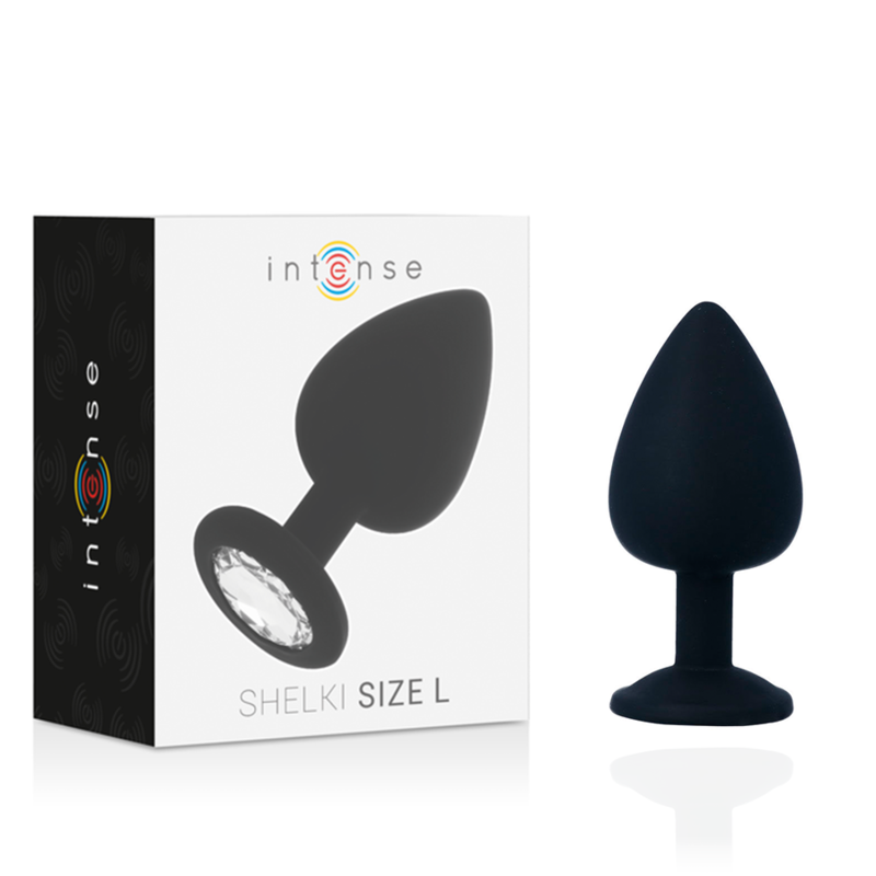 Plug anal silicone noir base diamant — détail produit