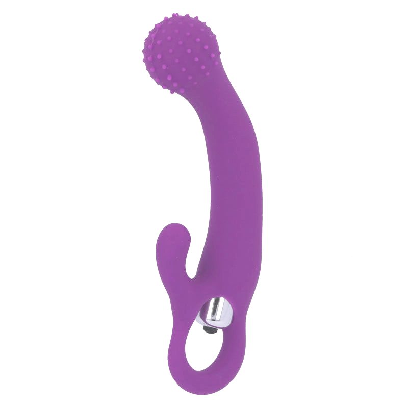 Vibromasseur rabbit point G et clitoris silicone lilas — détail texture surface