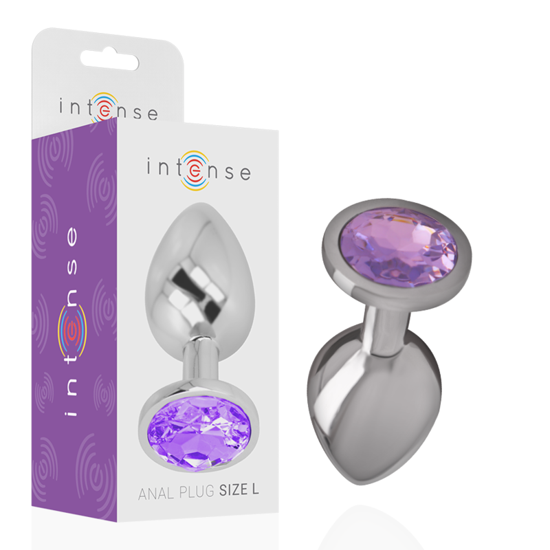 Plug anal Intense cristal violet avec sa boîte.