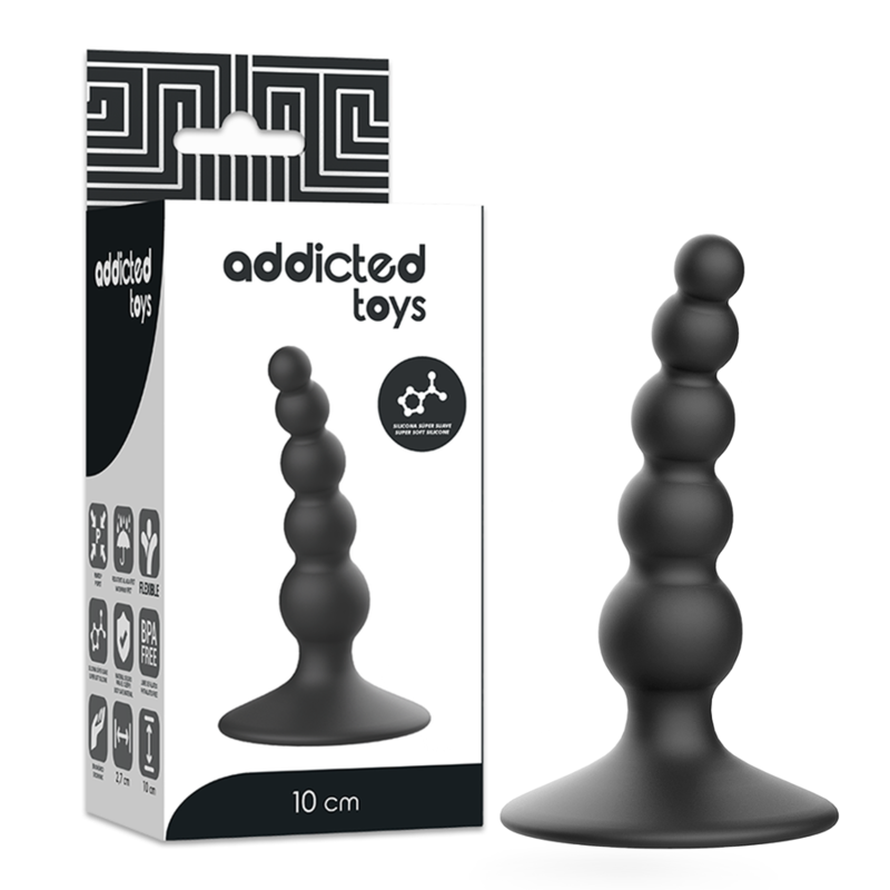 Plug anal silicone noir Addicted — détail produit