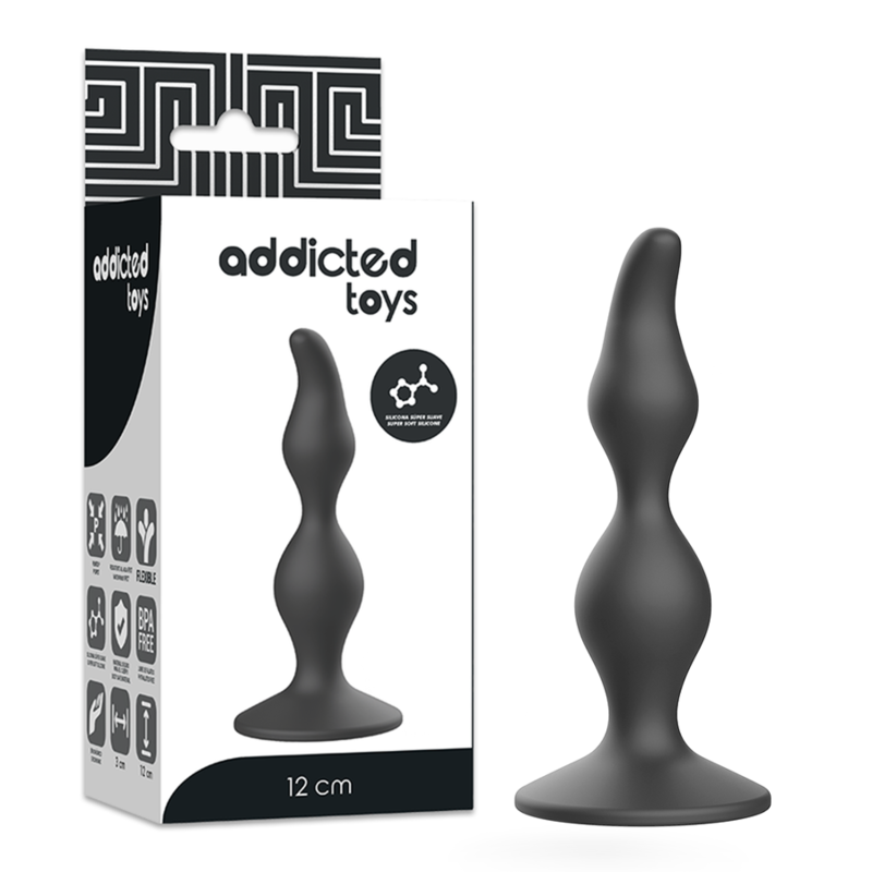 Plug anal silicone noir Addicted — détail produit