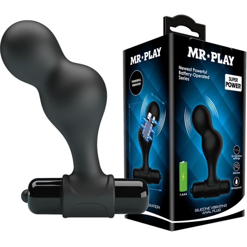 Plug anal vibrateur silicone noir 10 modes — détail produit