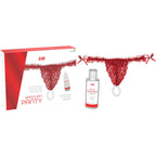 Culotte brésilienne rouge avec perles et lubrifiant 50 ml — vue de profil