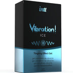 Boite Vibration Ice Intt de face, gel stimulant intime saveur menthe a effet glace et picotement vibrant pour pimenter les preliminaires.