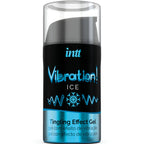 Flacon airless Vibration Ice Intt du gel stimulant intime effet glace menthe, sensation de picotement vibrant et fraicheur en format 15 ml.