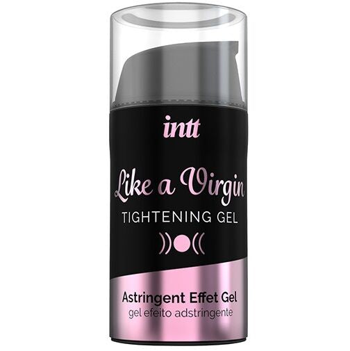 Flacon airless Like a Virgin Intt du gel de serrage vaginal astringent, formule pour contracter temporairement les tissus et accroitre la friction.