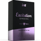 Boite Excitation Ginseng Intt de face, gel stimulant clitoridien chauffant au ginseng a effet picotement pour la zone sensible feminine.
