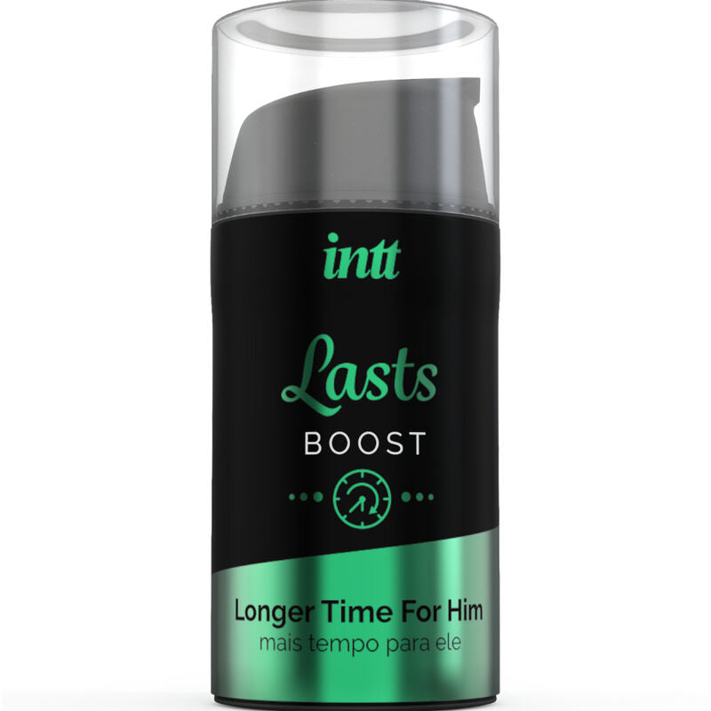 Flacon airless Lasts Boost Intt du gel retardant masculin au clou de girofle et menthe, pense pour aider a prolonger le moment intime.
