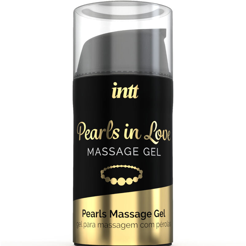 Flacon airless Pearls in Love Intt du gel de massage silicone, texture glissante douce a associer au collier de perles pour le massage sensoriel.