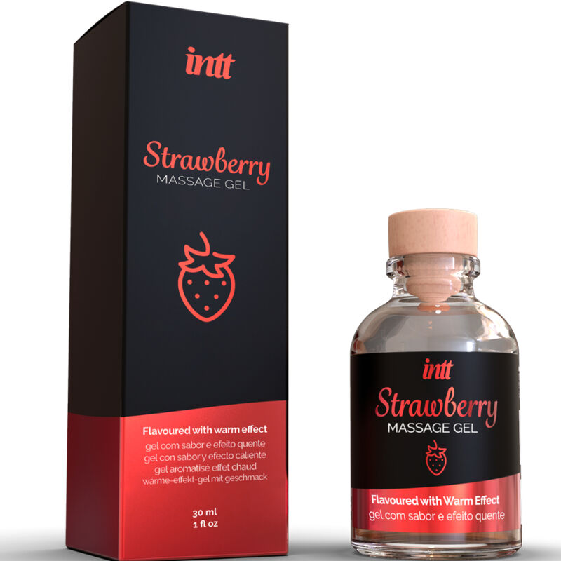 Gel de massage comestible saveur fraise effet chauffant — détail produit