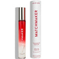 Flacon roll-on rouge Matchmaker Red Diamond presente de face a cote de sa boite Eye Of Love, parfum aux pheromones de 10 ml, format voyage Eau de Parfum.
