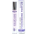 Roll-on EOL devant sa boite Pheromone Parfum, parfum aux pheromones pour femme notes d agrumes, eau de parfum concentree longue tenue Eye Of Love.